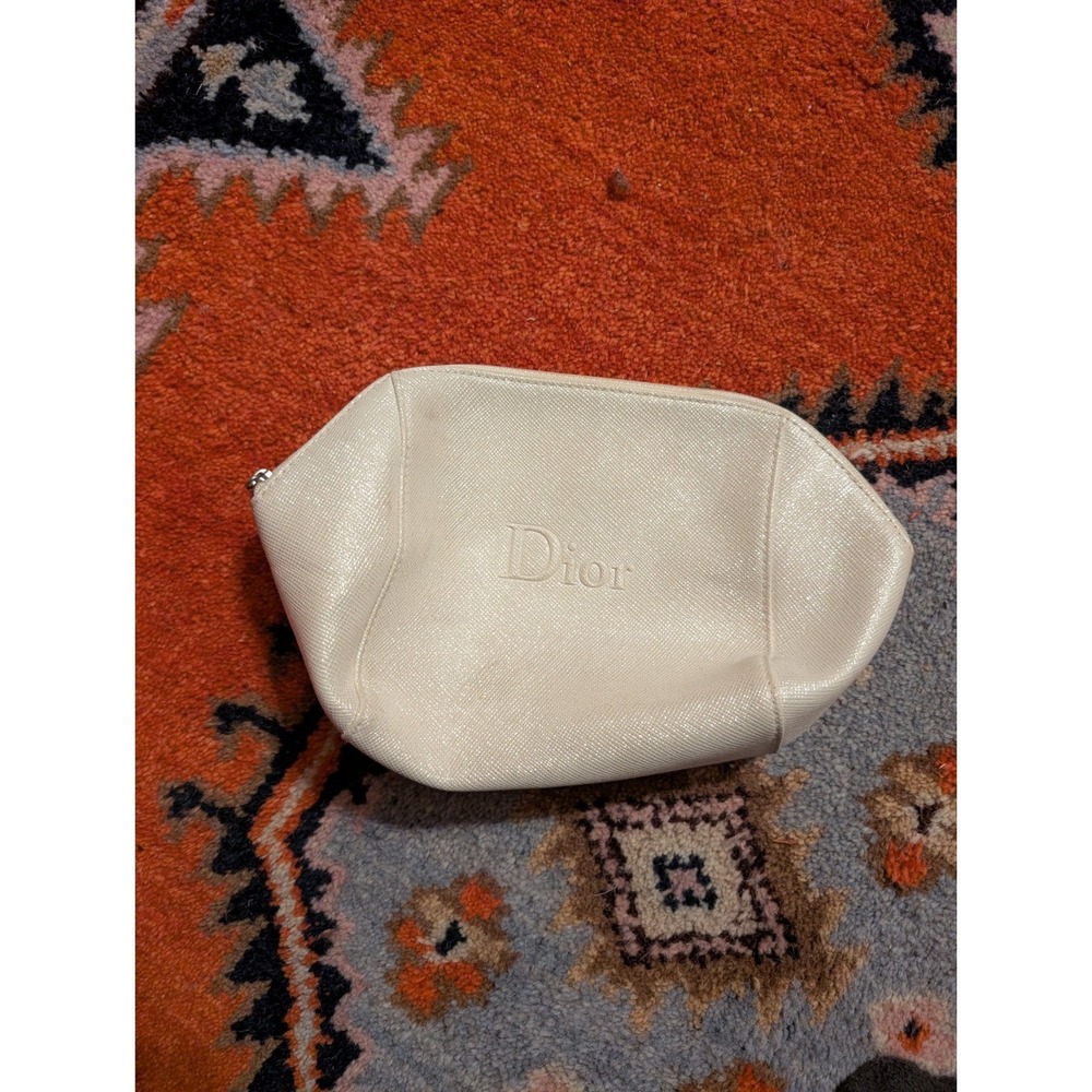 DIOR White Polyurethane Pouch Cosmetic Bag Accessories Novelty Bag Purse China